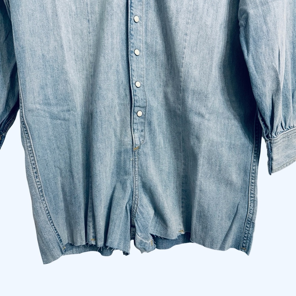 Wrangler Heritage Long Sleeve Snap denim romper shorts NEW Size Small - Picture 7 of 12